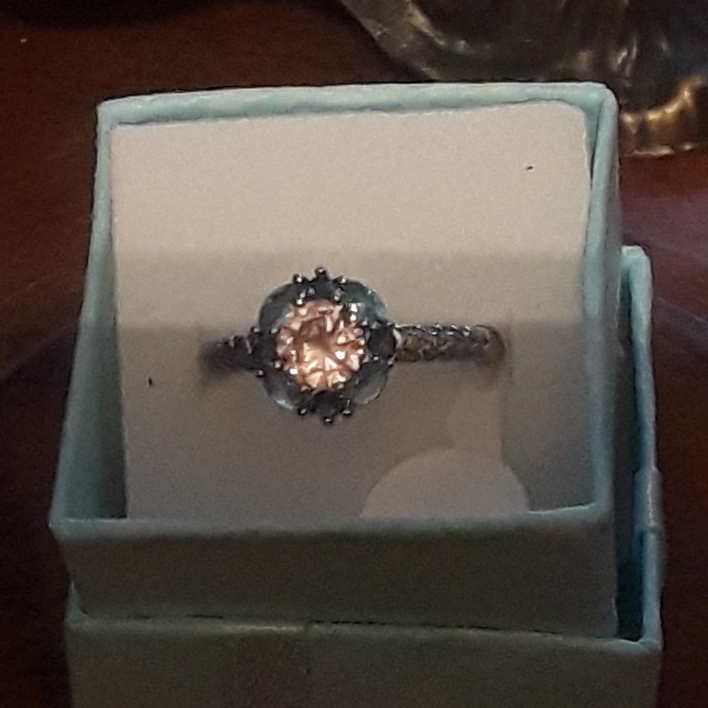 Pink topaz sapphire gemstone ring